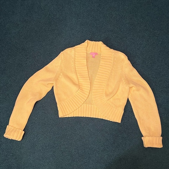 Lilly Pulitzer Cropped Yellow Open Cardigan - Picture 3 of 6